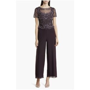 NWT Pisarro Nights Beaded Illusion Neck Jumpsuit - size 2